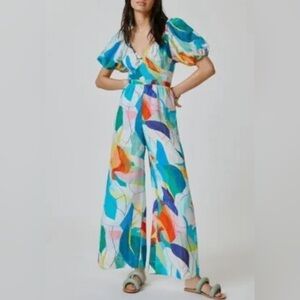 Anthropologie Ranna Gill Tie-Back Summer Jumpsuit Size Medium